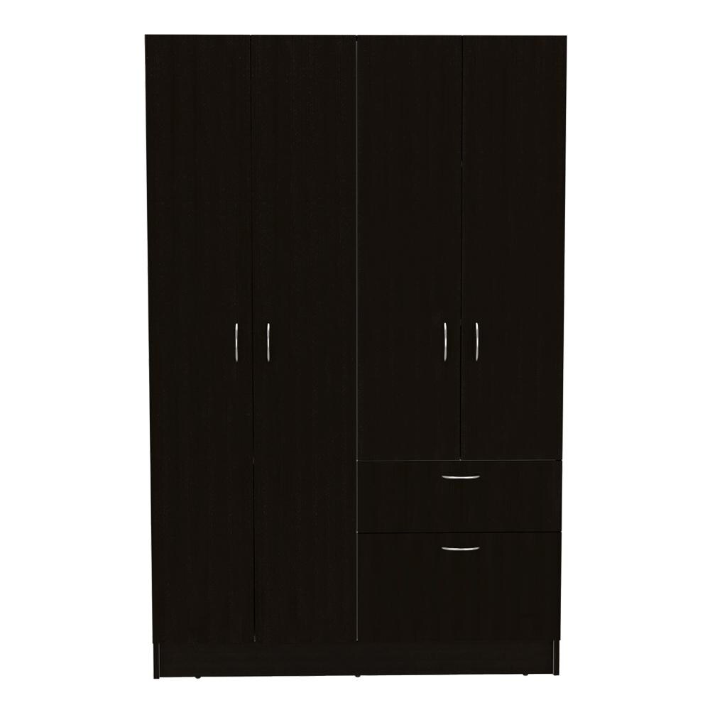 TUHOME Vaupes Armoire with 2 Double Door Cabinets  Drawer  5 Interior Shelves  Rod  and Pull Down Cabinet   N/A