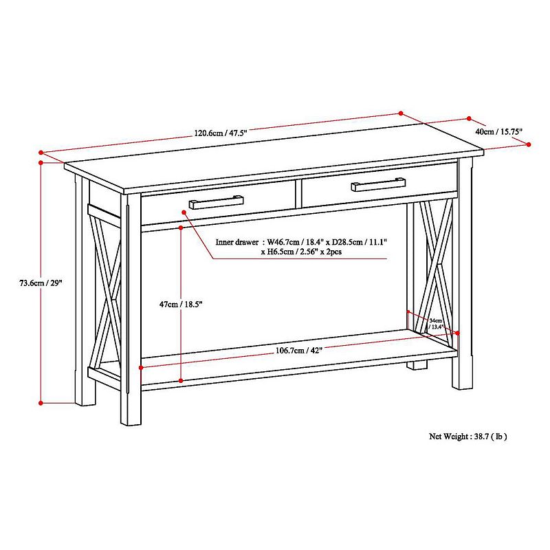 Simpli Home Kitchener 2-Drawer Console Table