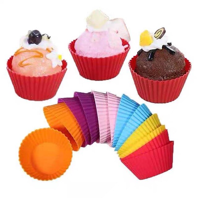 12 Pcs Reusable Silicone Baking Cups Nonstick Muffin Molds for Cake Balls Muffins Cupcakes