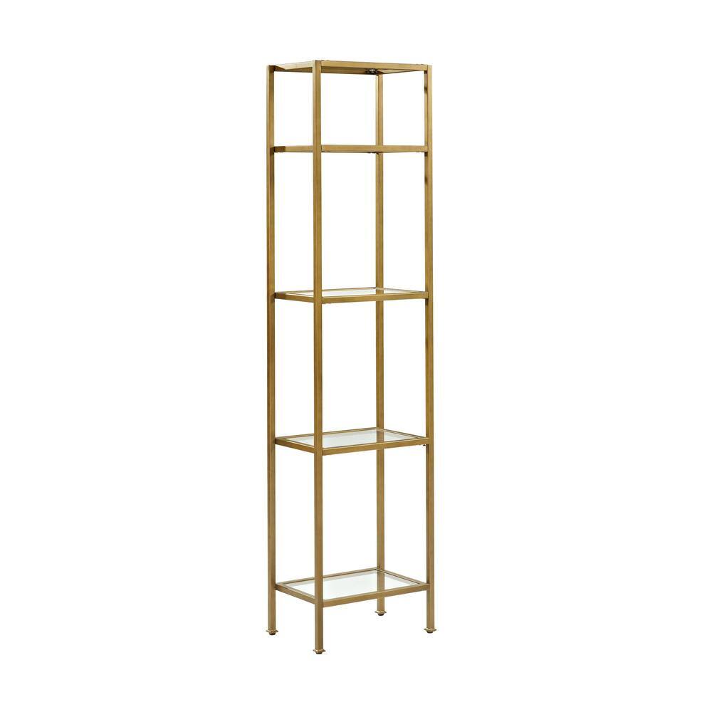 CROSLEY FURNITURE 73 in. GoldClear Metal 4-shelf Etagere Bookcase with Open Back CF6114-GL