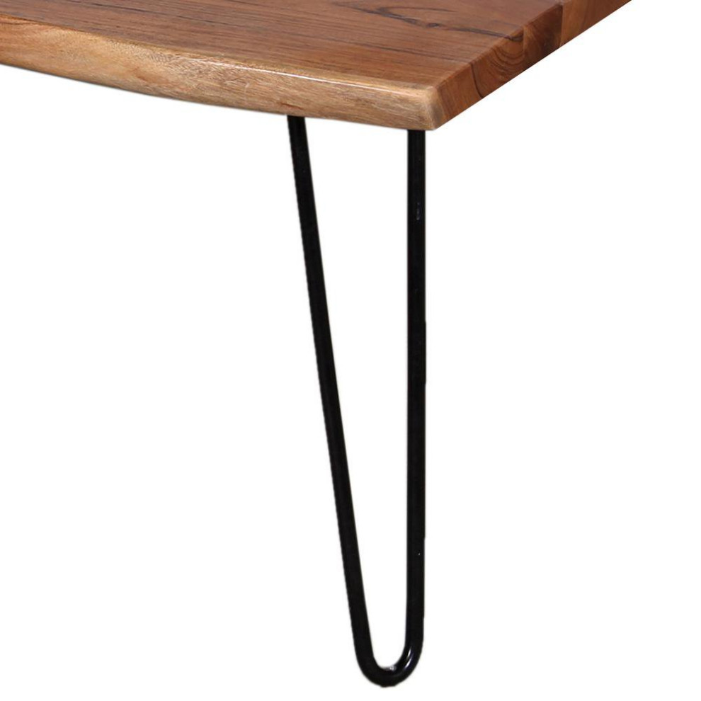 Unique Retro Modern Coffee Table  Hairpin Metal Legs and Natural Acacia Wood Top   Midcentury   Coffee Tables   by Declusia  Houzz