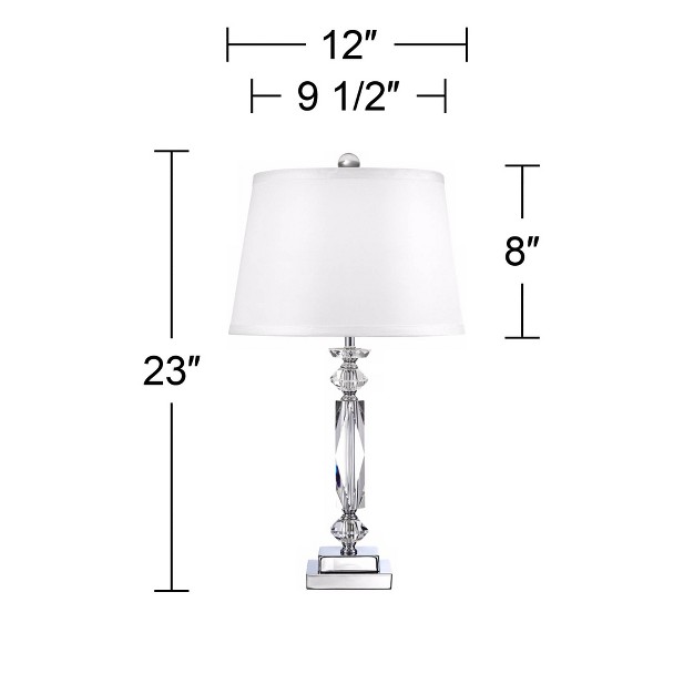 High Clear Crystal Column White Tapered Drum Shade For Living Room Bedroom Bedside Office