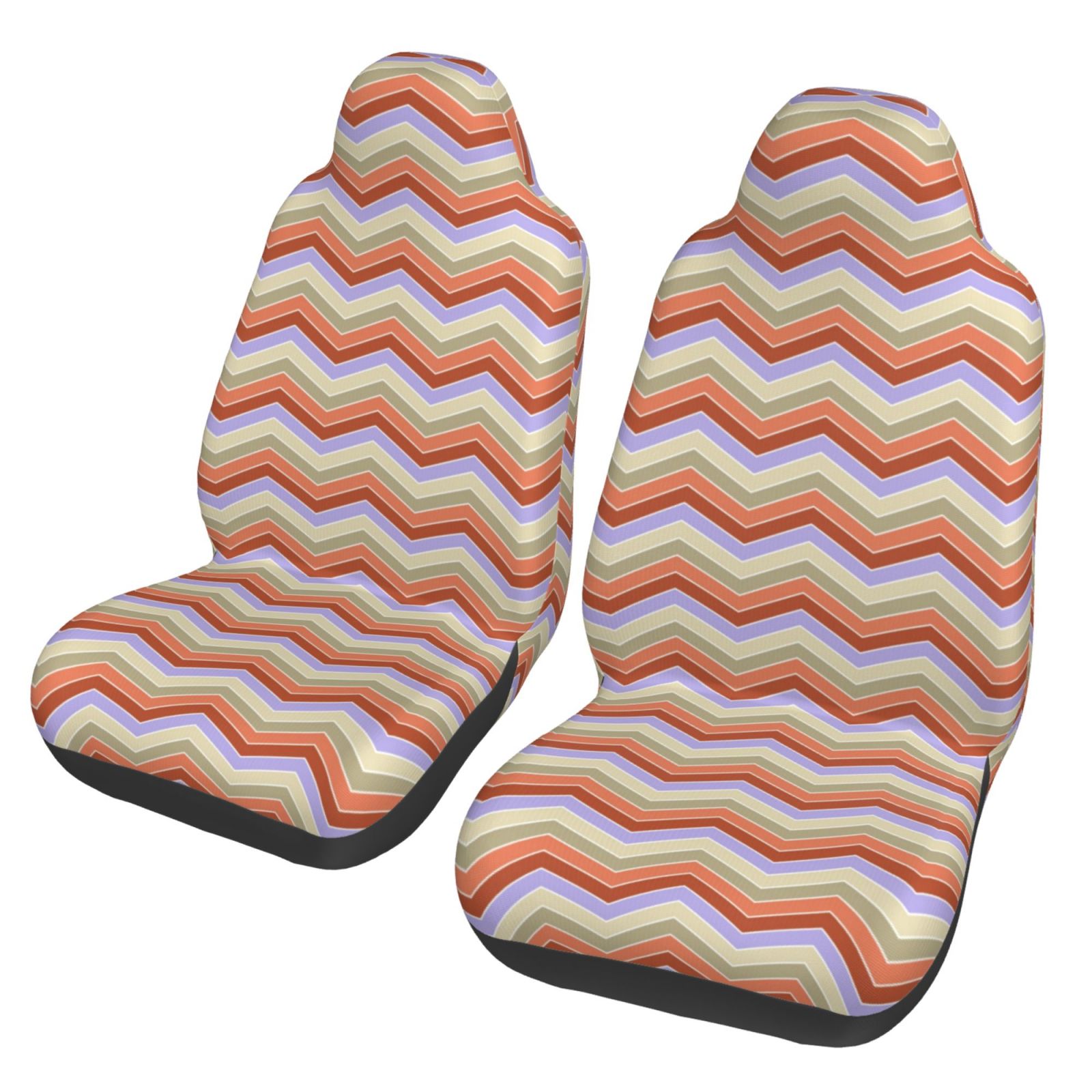 TEQUAN Front Seat Covers， Abstract Chevron Zigzag Style Pattern 2 Piece Car Seat Cover Fit Most Car SUV Truck Van