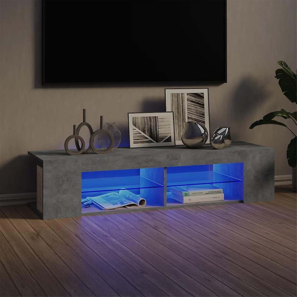 Tv Cabinet With Led Lights Concrete Grey 135x39x30 Cm