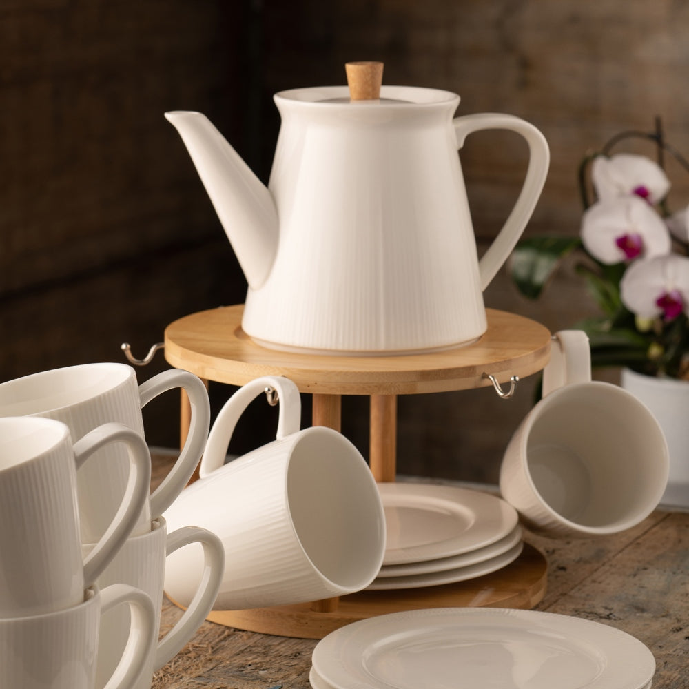 Belleek Living Pekoe 13 Piece Set & Stand