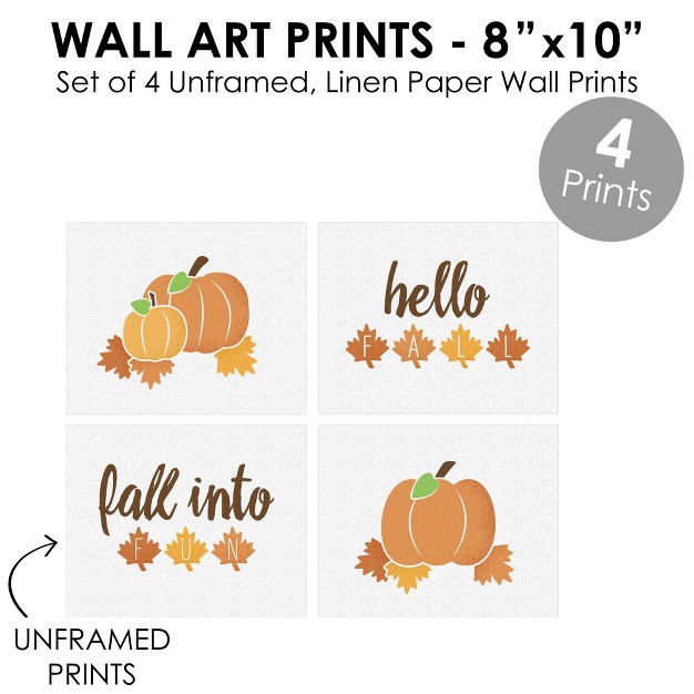 Big Dot Of Happiness Pumpkin Patch Unframed Fall Halloween Or Thanksgiving Linen Paper Wall Art Set Of 4 Artisms 8 X 10 Inches