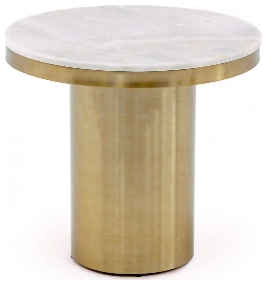 Piotr Glam White and Gold End Table   Contemporary   Side Tables And End Tables   by V.S.D Furniture  Houzz