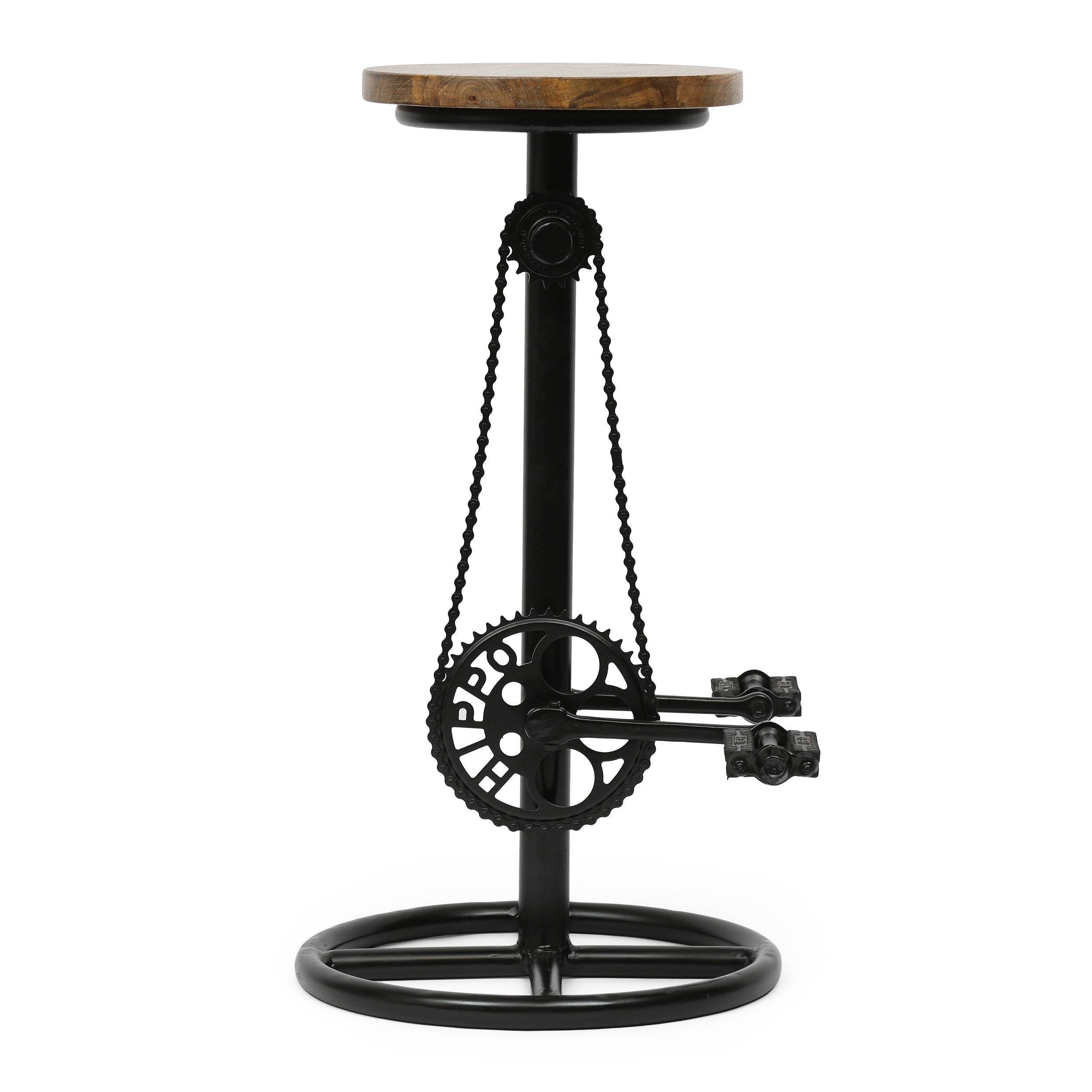 Lepley Industrial Handcrafted Mango Wood Pedal Barstool