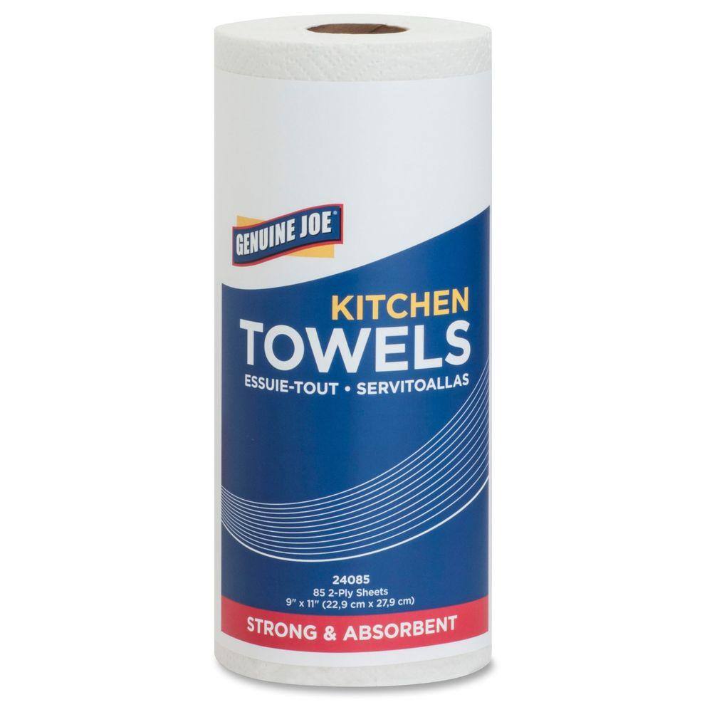 Genuine Joe White Perforated Roll Towels 2-Ply (30 per Carton 85 Sheets per Carton) GJO24085