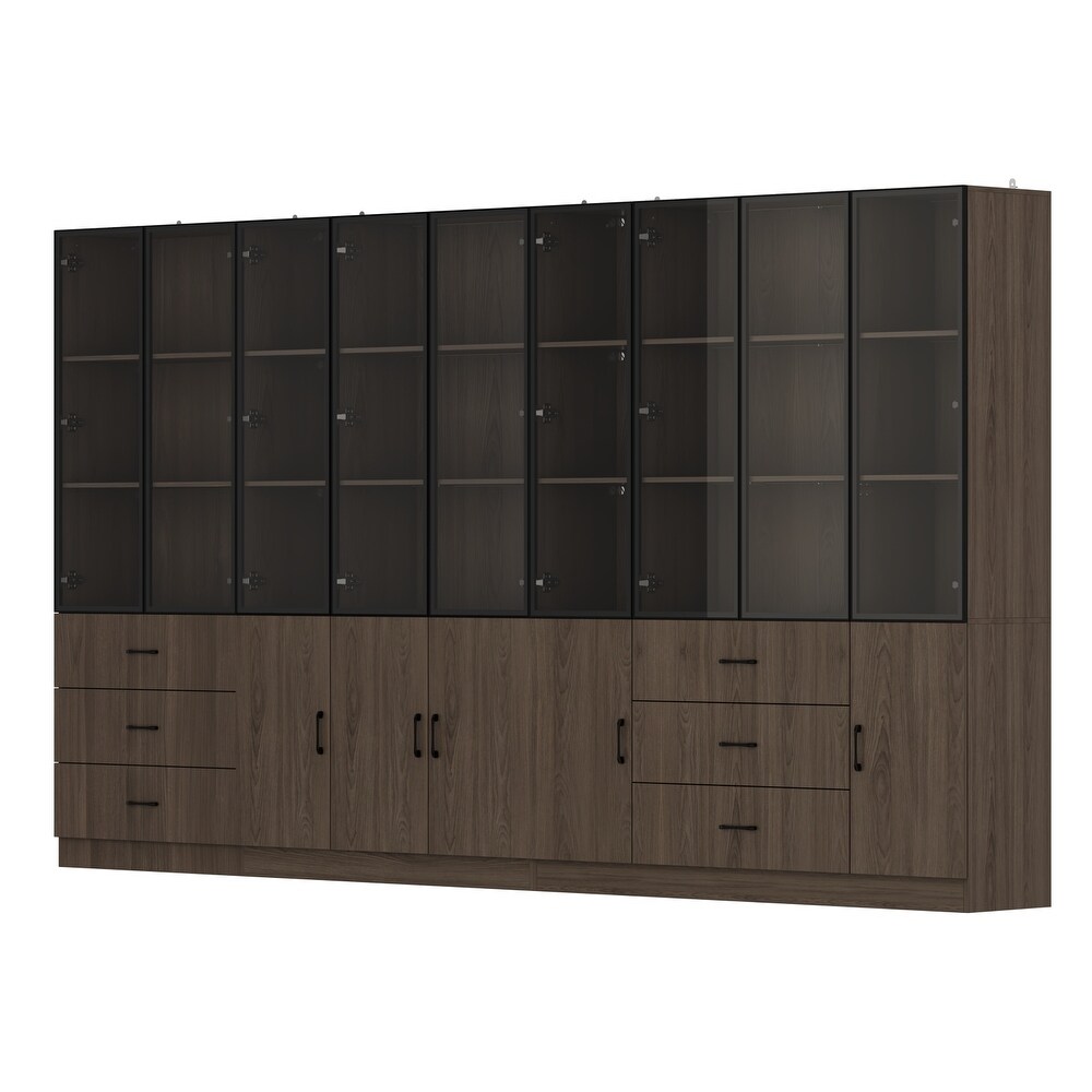 LED Lit Wood Grain Cabinet   Configurable Storage for Home or Office