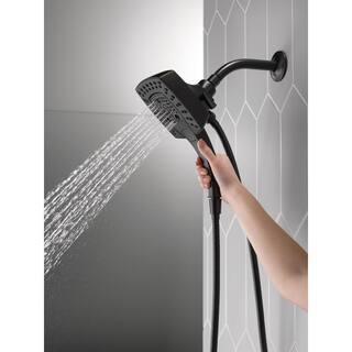 Delta In2ition 5-Spray Patterns 2.5 GPM 5.75 in. Wall Mount Dual Shower Heads in Matte Black 58474-BL25