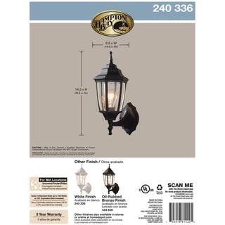 Hampton Bay 14.5 in. Black Dusk to Dawn Decorative Outdoor Wall Lantern G14796-BK