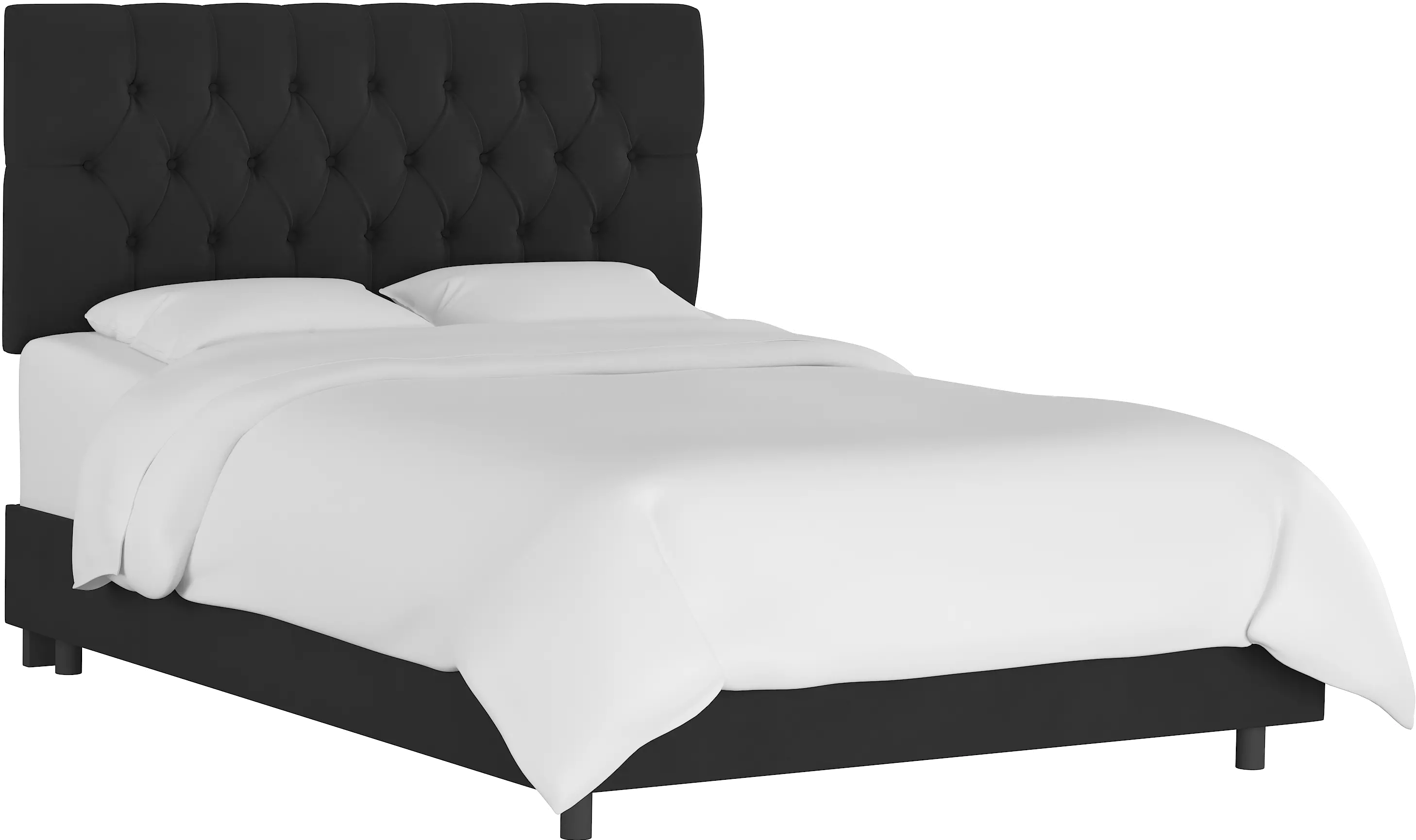 Tufted Velvet Black Queen Upholstered Bed - Skyline Furniture