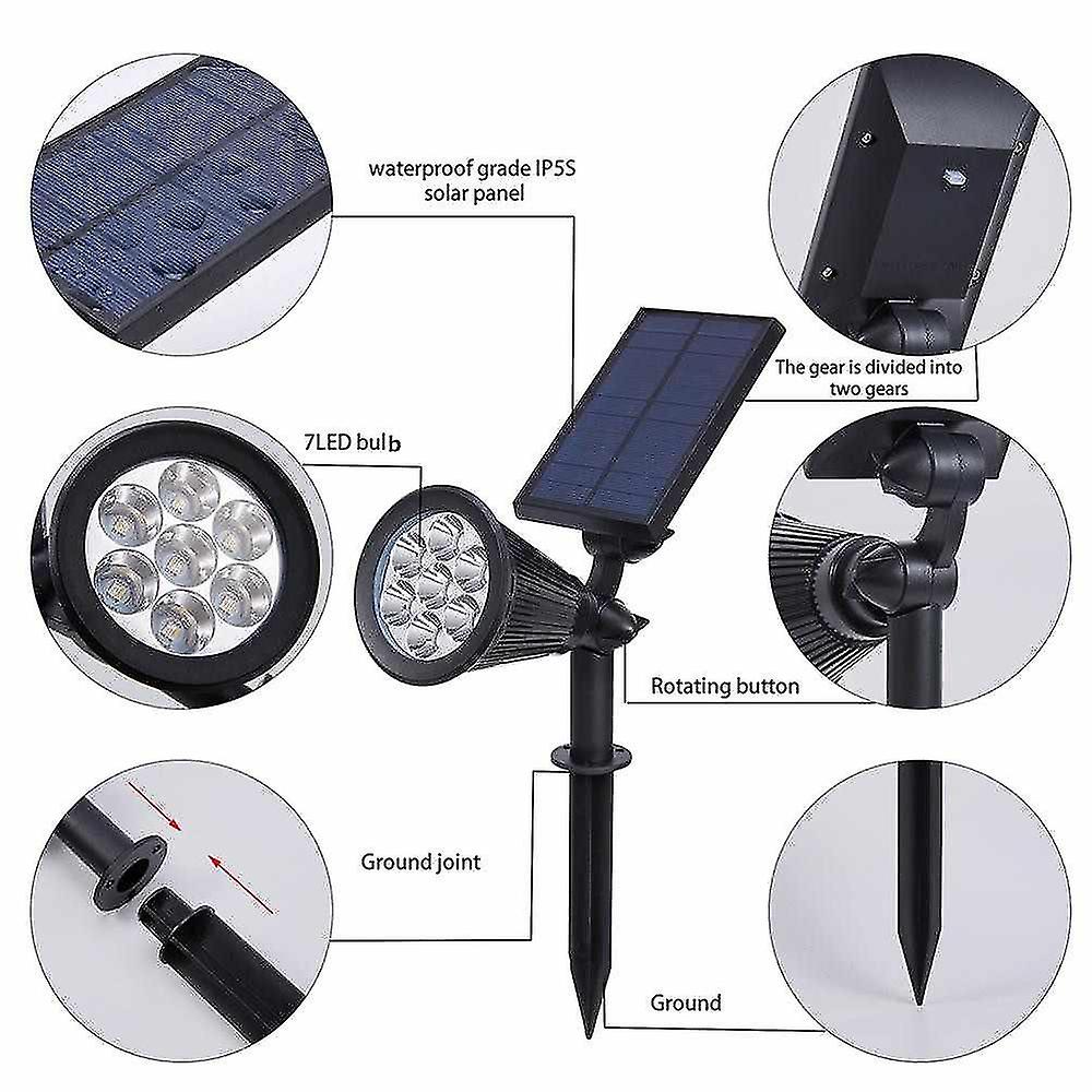 Led Solar Garden Light Spotlight Auto Change 7 Colors Solar Light Outdoor For Yard Patio Lawn Lighting Waterproof 1pcs