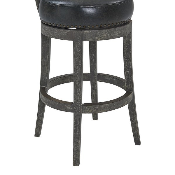 Corbin Wood Swivel Faux Leather Stool