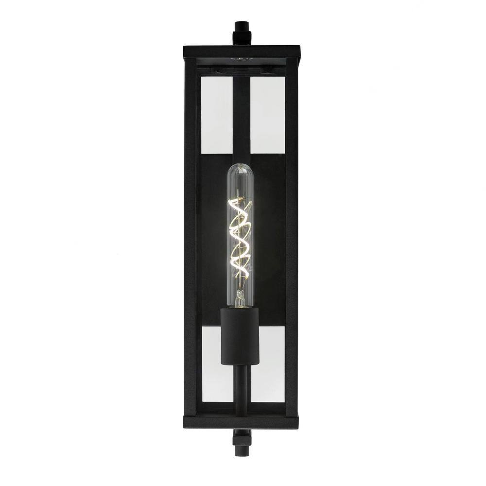 Hampton Bay Meadow Modern 1-Light Matte Black Hardwired Outdoor Large Rectangle Wall Lantern Sconce WWL-005-L-MB