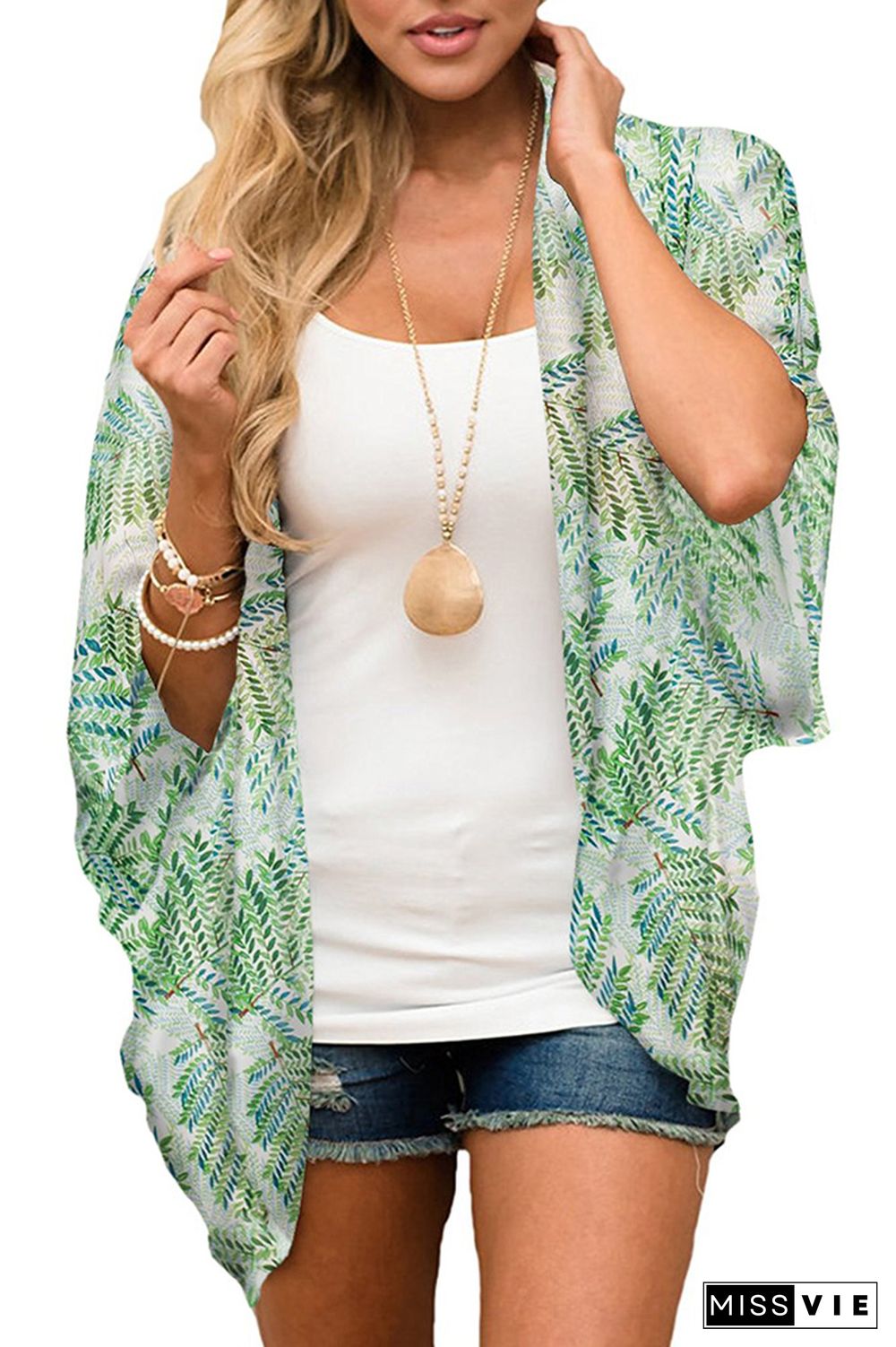 Casual Chiffon Print Sunscreen Blouse Cover up