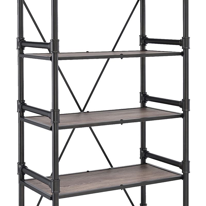 Industrial Looking Bookshelf， Rustic Oak and Black