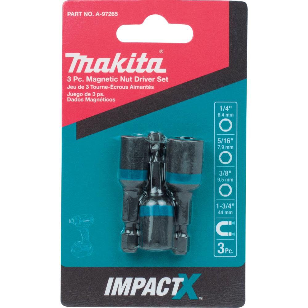 Makita Impact X 3 Pc. 1-3/4 Magnetic Nut Driver Set A-97265 from Makita