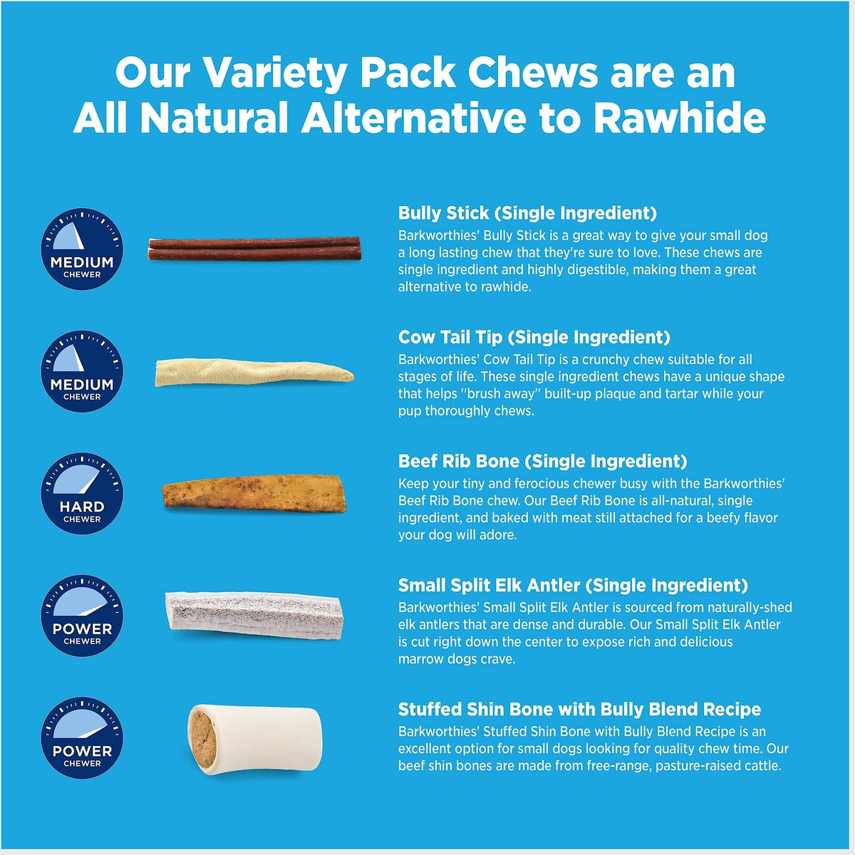 Barkworthies Small Breed Variety Pack Natural Dog Chews