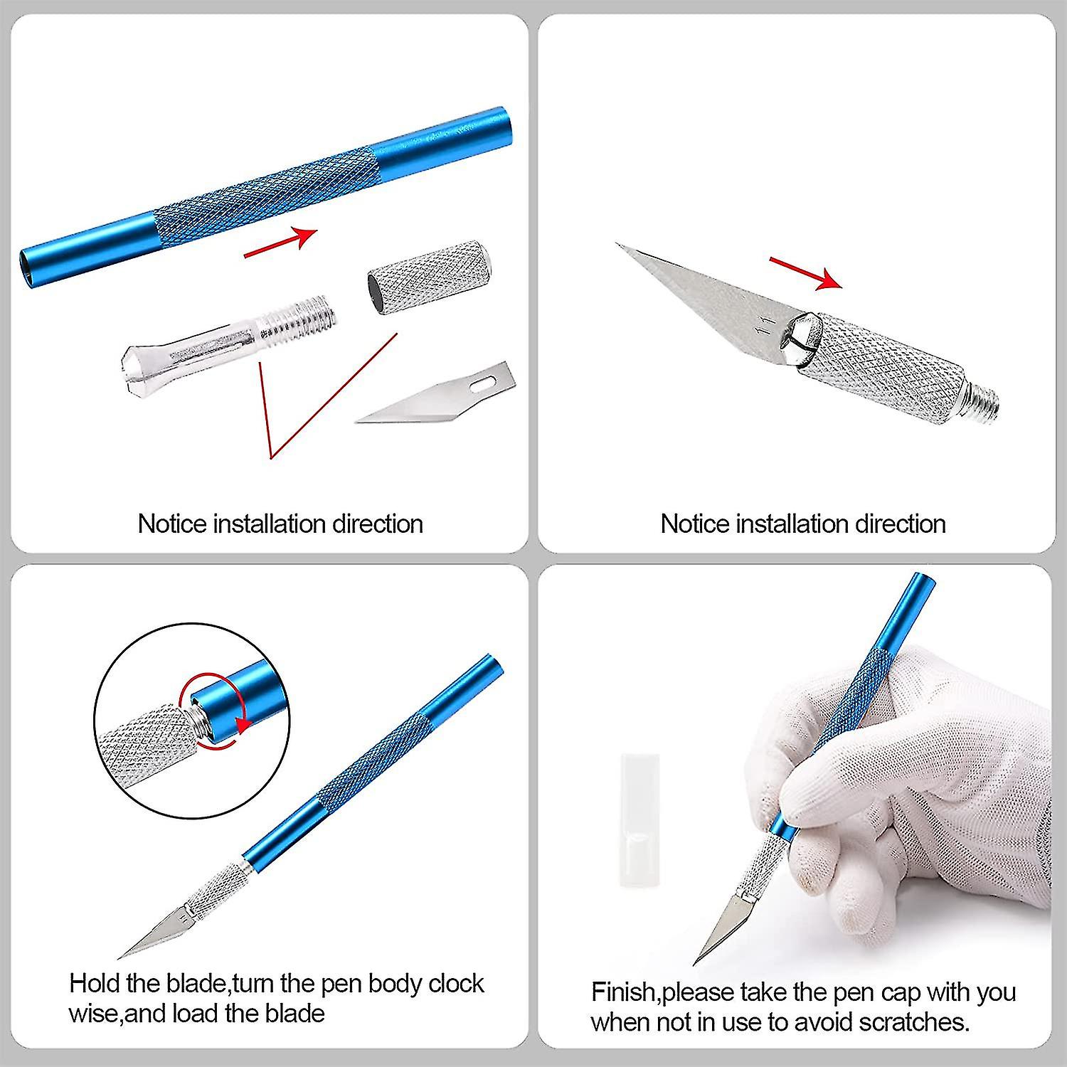 Scalpel 2 Pieces With 20 Blades， Precision Craft Knife， Cutting Knife， Pedicure Scalpel， Carving Knife， Blue