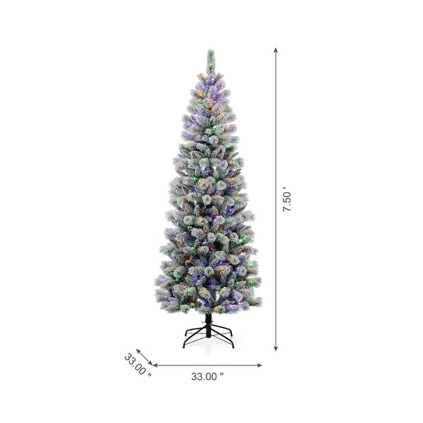 Glitzhome 11ft PreLit Flocked Multicolor Artificial Christmas Tree with Remote Controller