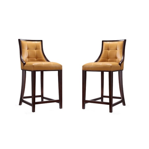 Manhattan Comfort Fifth Ave 39.5 in. Dark Walnut Beech Wood Counter Height Bar Stool (Set of 2)