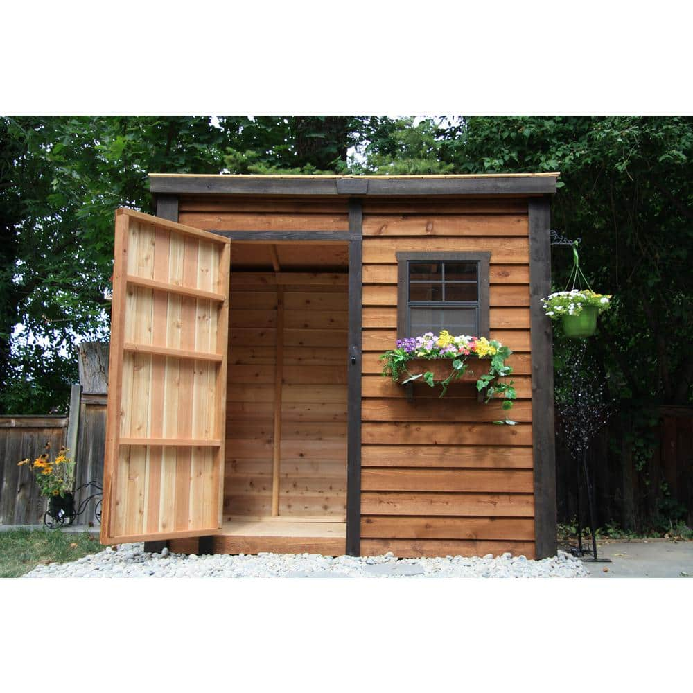 Outdoor Living Today Garden Saver 8 ft. W x 4 ft. D Cedar Wood Shed with Single Doors and Cedar Roof (32 sq. ft.) GS84-S-CEDAR-AK