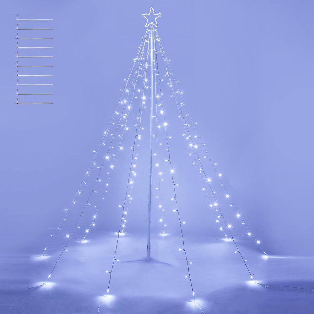 Yescom Christmas Tree Light 9 String Lights with Star & Pole