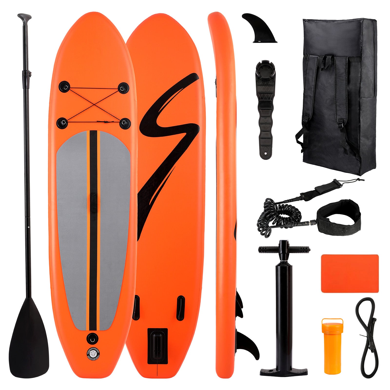 10FT Inflatable Paddleboard with Double Action Pump,  Adjustable Paddle, SUP Accessories and Carry Bag