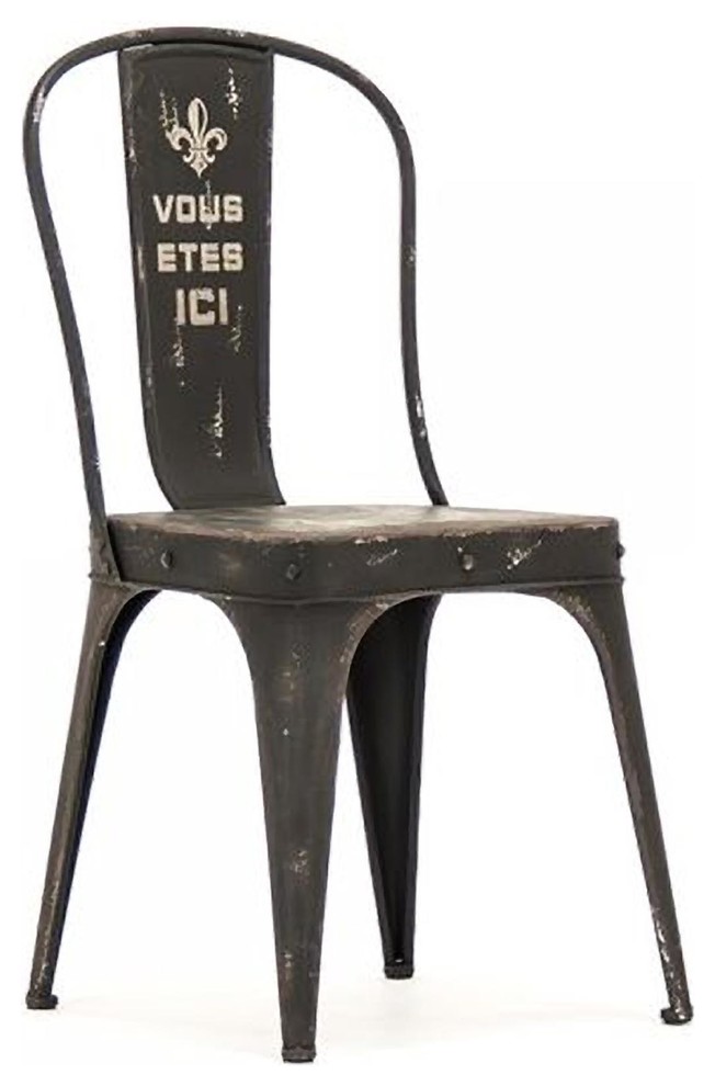 Side Chair CHRISTELLE Ebony Black Iron   Industrial   Dining Chairs   by EuroLuxHome  Houzz