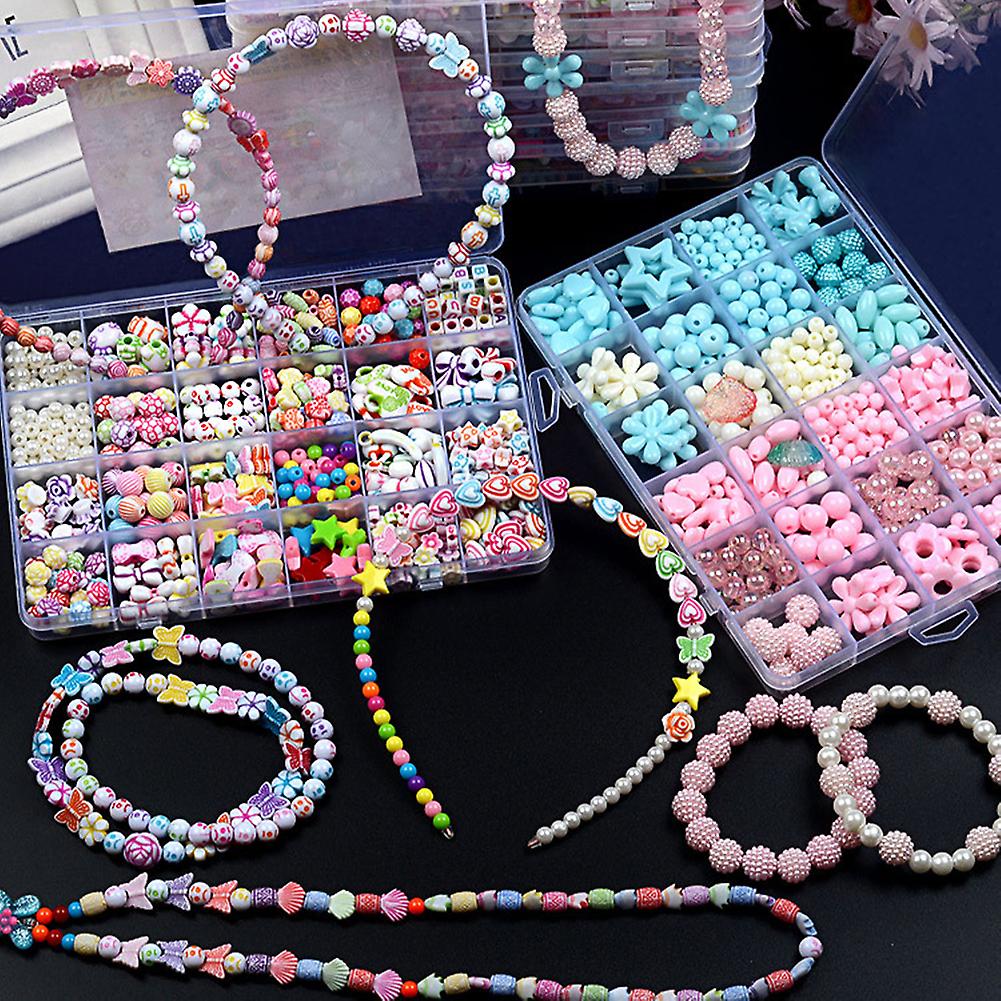 Children Diy Bead Set Acrylic Handmade Beaded Kid Colorful Diy Beads Toy For Bead Kid Bead Necklace Making For Girl