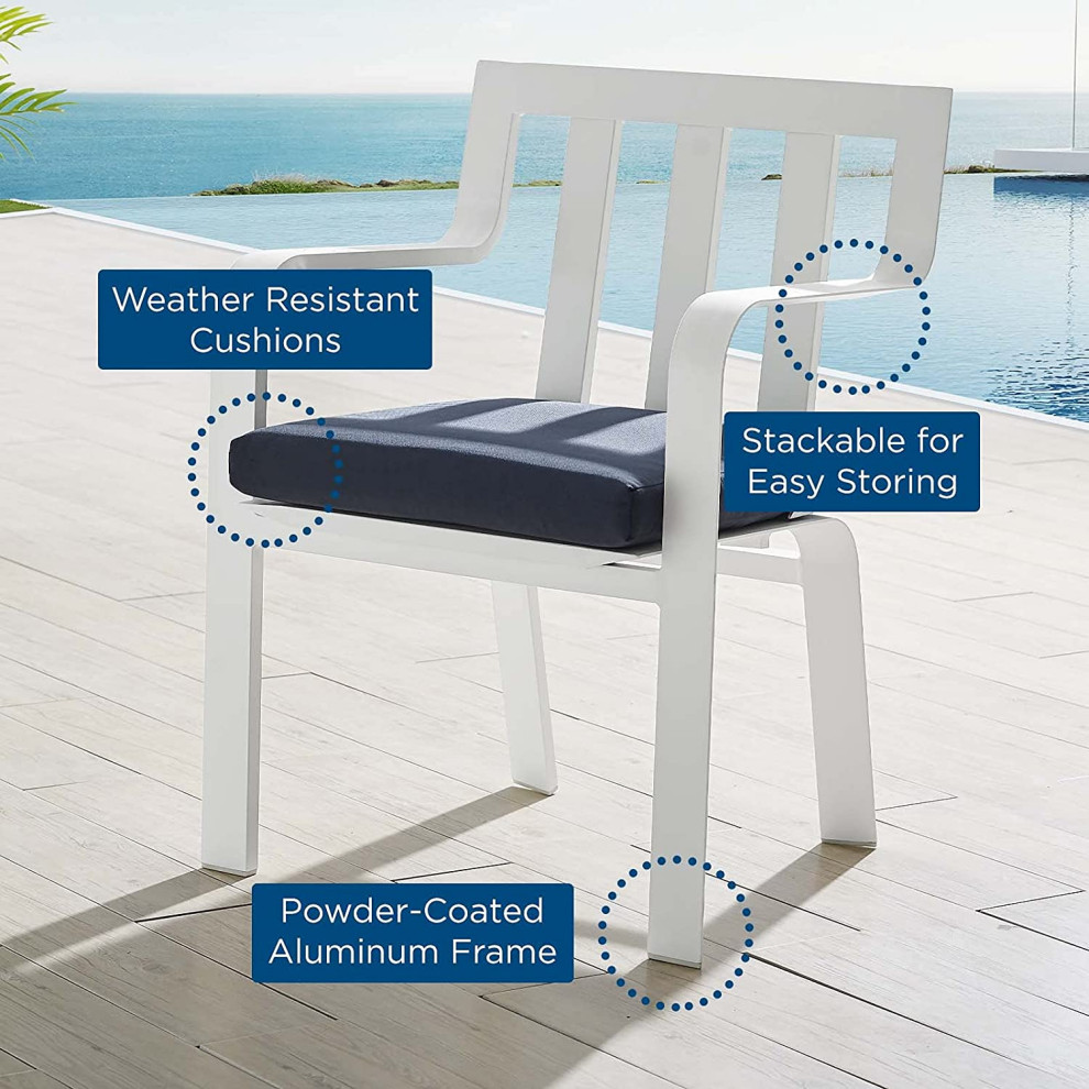 Outdoor Dining Chair  Aluminum Frame With Slatted Back and Open Arms   Contemporary   Outdoor Dining Chairs   by Decor Love  Houzz