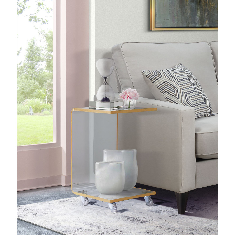 Peek Acrylic Snack Table  Gold   Contemporary   Side Tables And End Tables   by Homesquare  Houzz