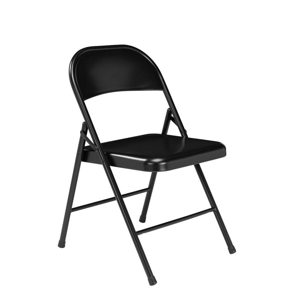 National Public Seating Black Metal Stackable Folding Chair (Set of 4) 910