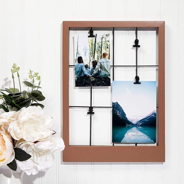 Farmlyn Creek Wall Mounted Brown Picture Frame Wood Photo Frame With Clips 15 7 X 11 4 X 0 59 In