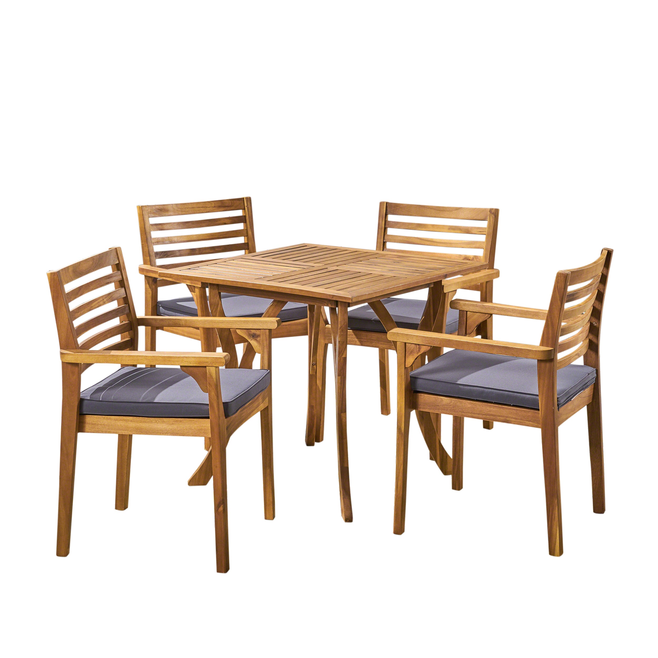 Phoenix Outdoor Acacia 4-Seater Dining Set with Cushions and 32