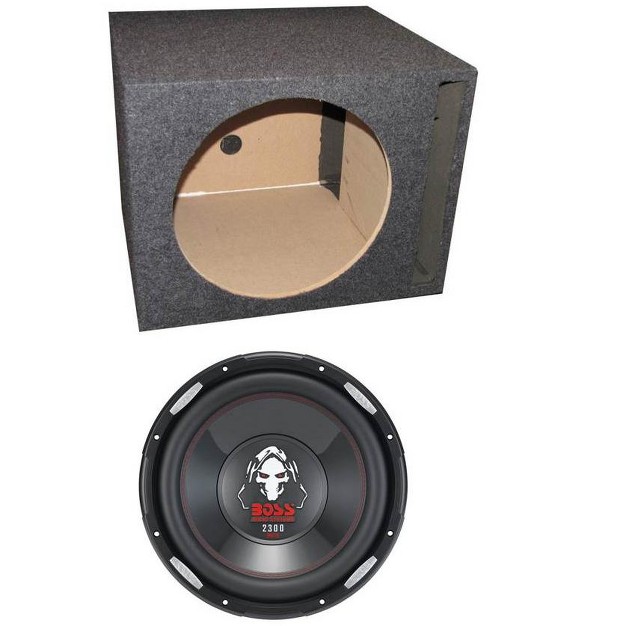 Boss P126dvc 12 inch 2300 Watt Car Power Subwoofer And Q Power Qsbass12 12 inch Single Heavy Duty Vented Subwoofer Box Enclosure