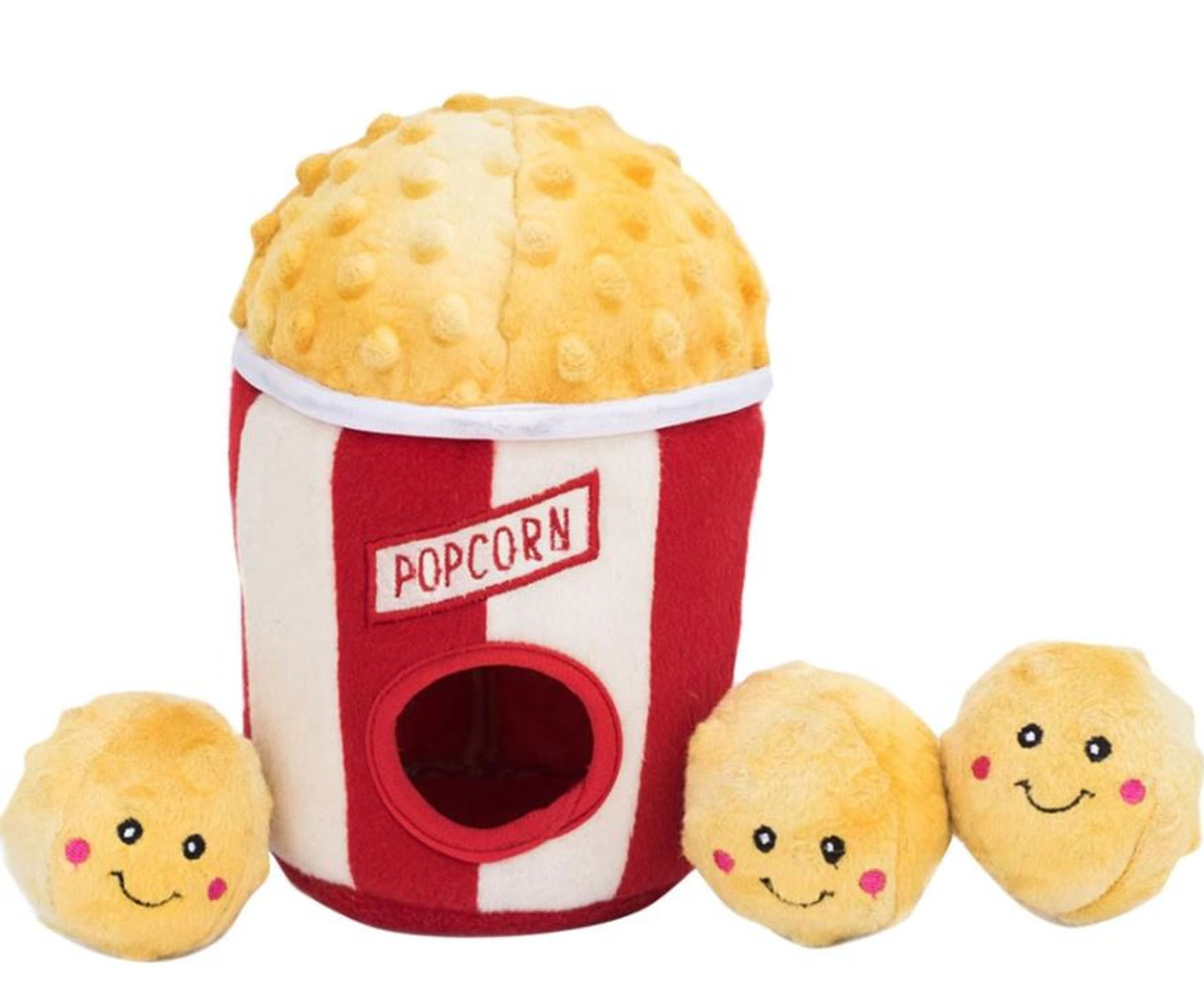 Zippy Paws Burrow Popcorn Bucket Plush Dog Toy