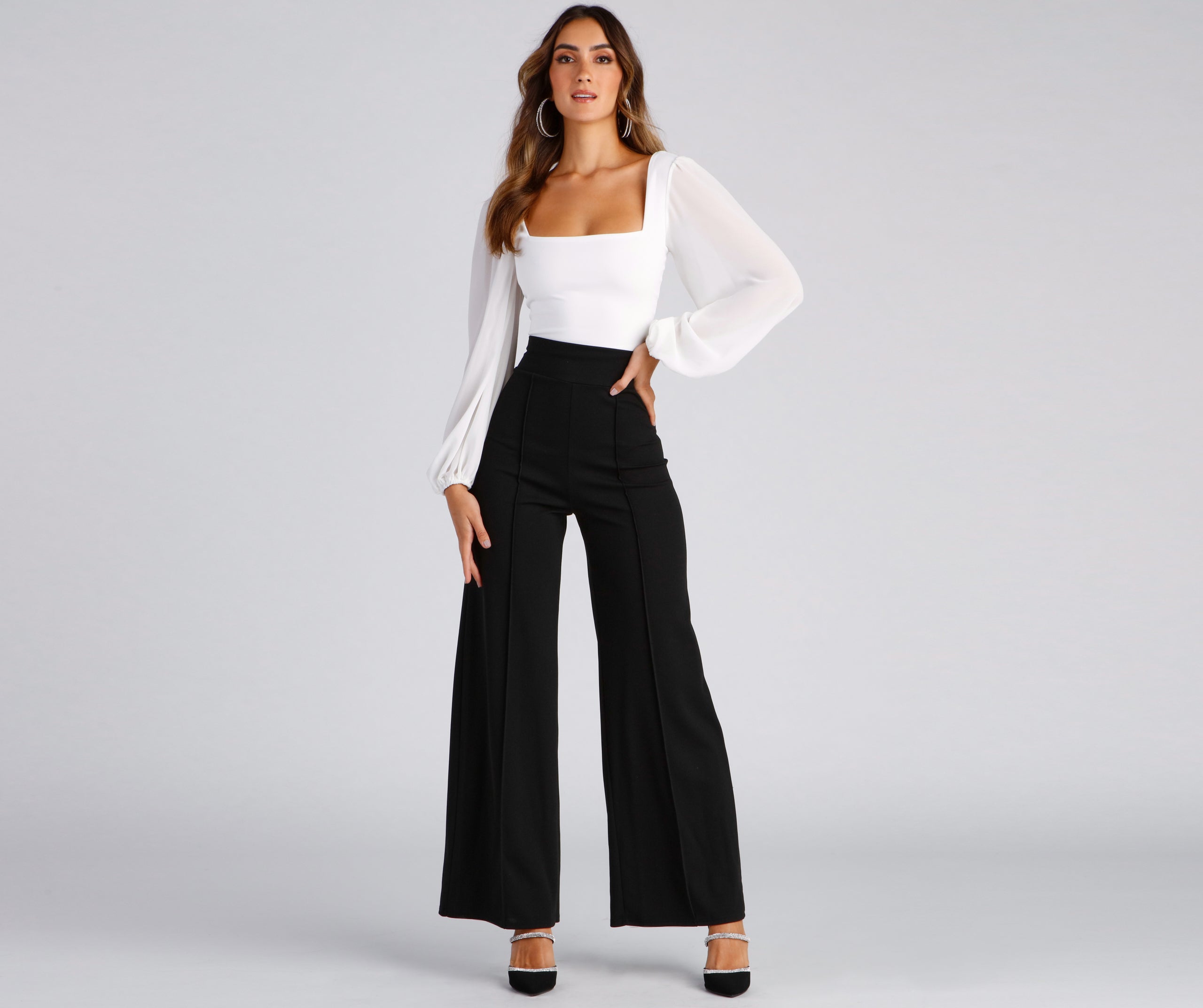 Pretty Preppy Twill Wide Leg Pants