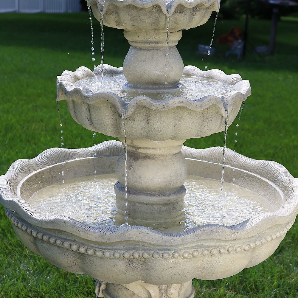 Sunnydaze Decor 3-Tier Pineapple Outdoor Water Fountain