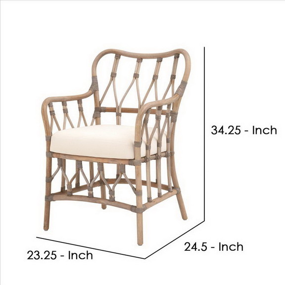 Benjara BM239932 Lattice Design Wooden Arm Chair w...