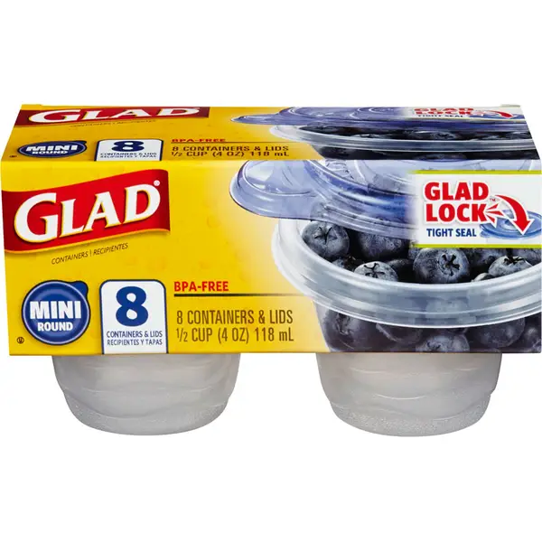 Glad 8-Count 4 oz Mini Round Containers