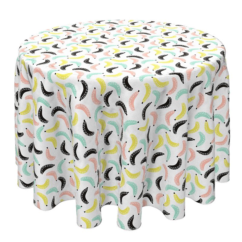 Round Tablecloth， 100% Cotton， 60 Round， Colorful Banana Fruit