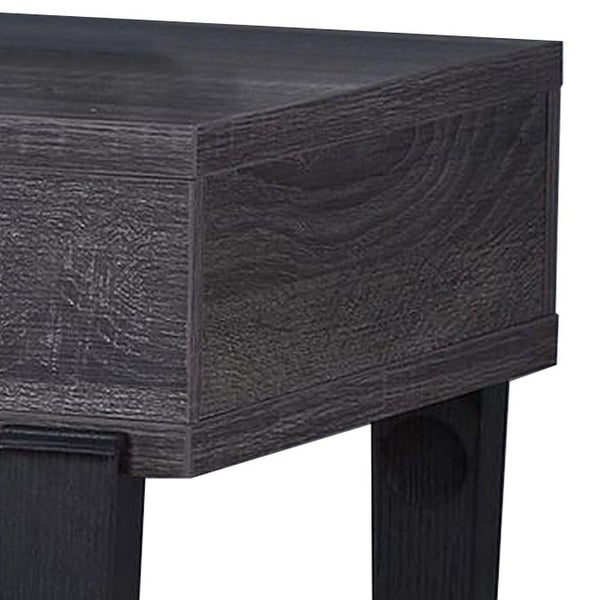 1 Drawer Wooden End Table with 1 Open Shelf， Distressed Gray - 22 H x 20.75 x 22 L