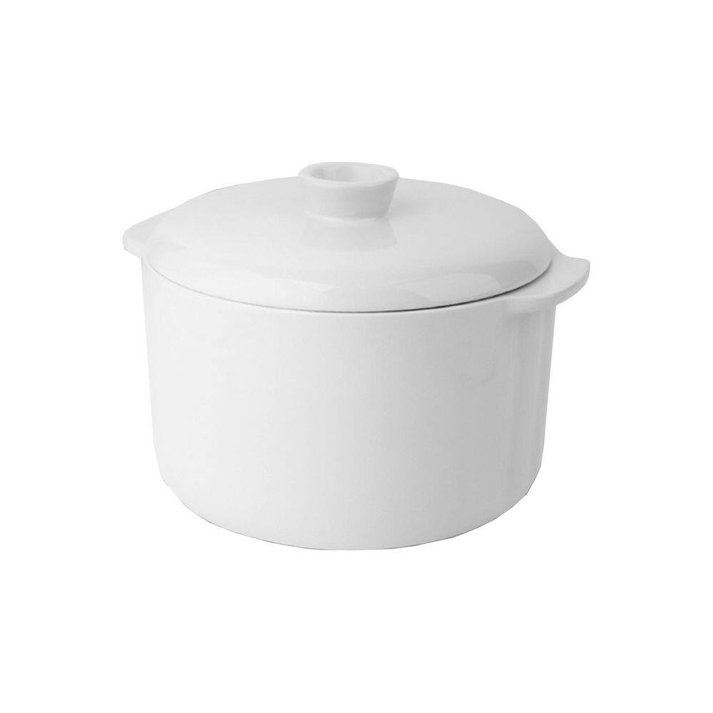 Tayama 1 qt. White Mini Ceramic Stew Slow Cooker with Pre-Settings and Built-In Timer TSP-100