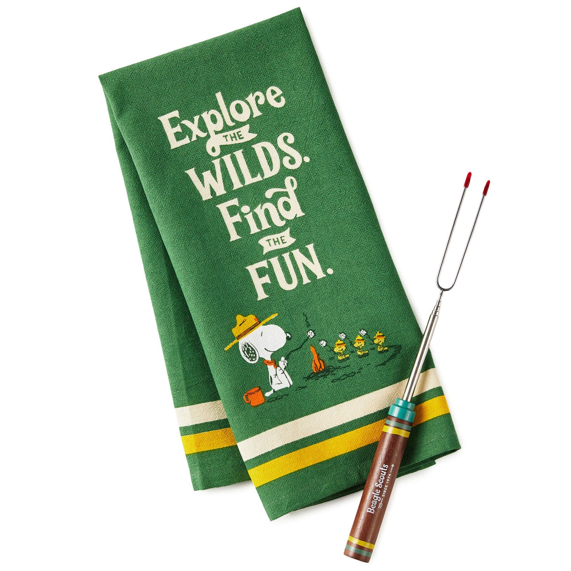 Hallmark  Peanuts® Beagle Scouts Tea Towel and S'mores Fork, Set of 2