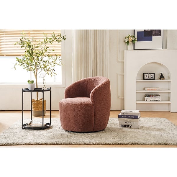 Teddy Fabric Swivel Accent Armchair