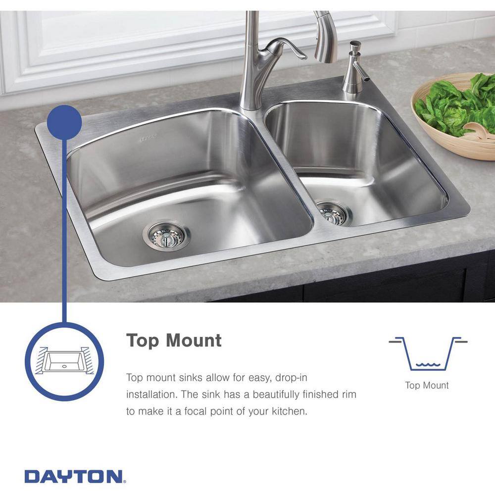 Elkay Dayton Premium 20 in.Drop-In Stainless Steel 3-Hole Single Bowl Kitchen Sink DPC12020103