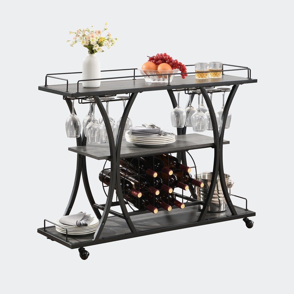 Industrial Bar Cart Kitchen Bar Serving Cart